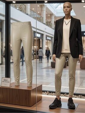LMT: DKNY logo-print faux-leather leggings